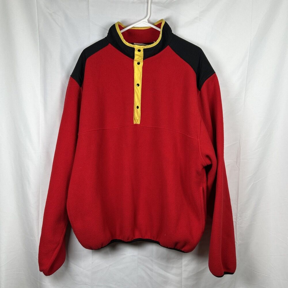 VTG 90's Marlboro Fleece Pullover Sweatshirt  1/4 Snap Red Mens XL WITH FLAW
